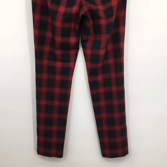 J Jill Pants Womens‎ 8 Red Black Plaid Stretch Bi Stretch Skinny Leg Trouser - Picture 7 of 13
